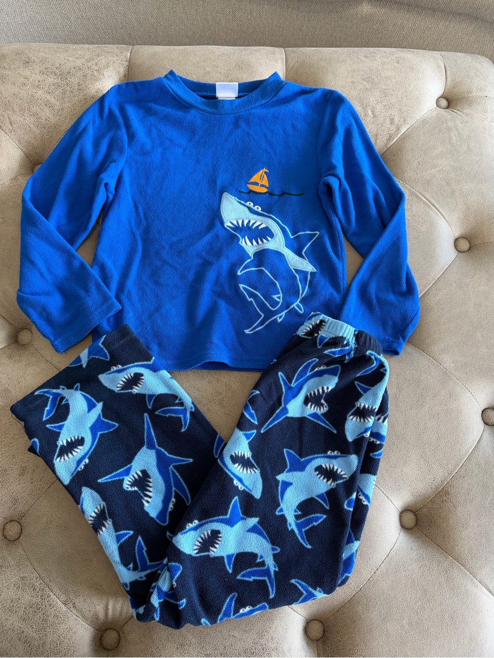 Blue Shark Kids Pajama Set - Long Sleeve Top & Pants size 8